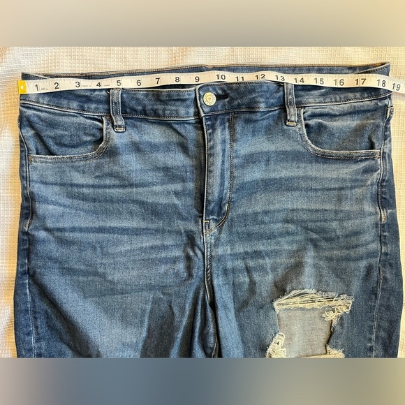American Eagle Next Level Stretch Hi-Rise Jegging Distressed Blue Jeans 18 Short - Picture 6 of 16